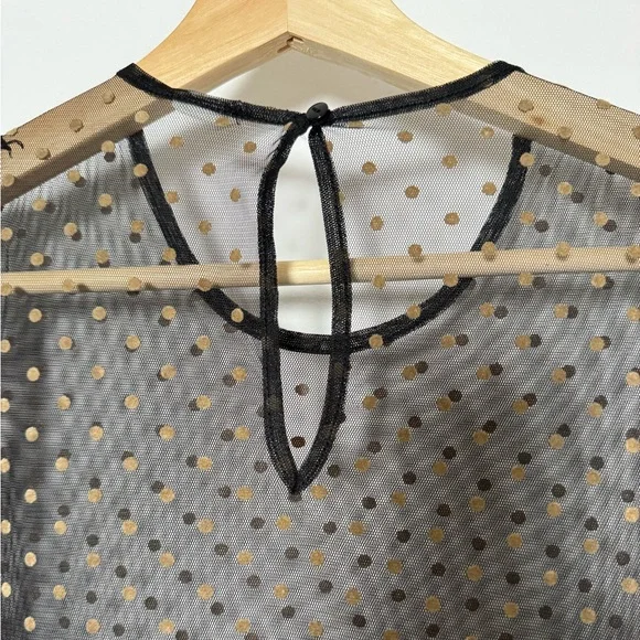 Sheer Black and Tan Polka Dot Maxi Dress - Size M - Picture 5 of 13